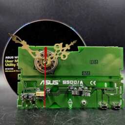 Recycled Computer Part Clock Geek Desk Decor, Tech Gift - thumbnail 3