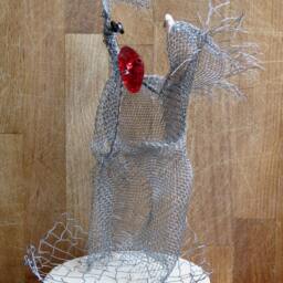Wedding Cake Topper Red Hart Ooak - thumbnail 3
