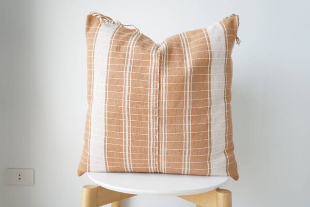 Brown Tribal Hemp Hand Woven Natural Dye Color Hmong Lumbar Pillow Cover - image 1