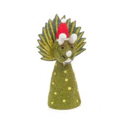 Christmas Triceratops Tree Topper - Handmade Felt Decoration - thumbnail 2