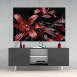 Red Lily Flowers - Elegant Floral Tempered Glass Wall Art For Modern Living Room D??cor - thumbnail 3