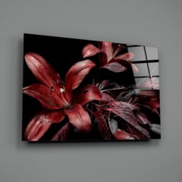 Red Lily Flowers - Elegant Floral Tempered Glass Wall Art For Modern Living Room D??cor - thumbnail 2