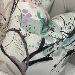Villa Nova Artesia Eden Fabric Floral Cushion Pillow Cover White Teal Abstract Design Designer Double Sided/High Quality Handmade in UK - thumbnail 4