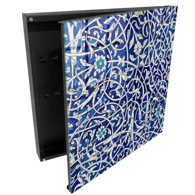 Blue Arabesque Wall Mounted Key Cabinet, Box For Wall, Painterly Backgrounds & Patterns, Lovers Of The Orient - image 1