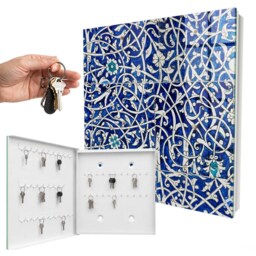 Blue Arabesque Wall Mounted Key Cabinet, Box For Wall, Painterly Backgrounds & Patterns, Lovers Of The Orient - thumbnail 2