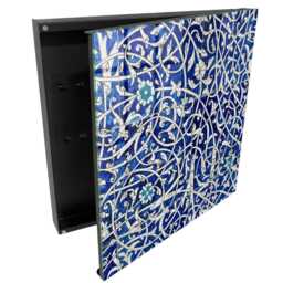 Blue Arabesque Wall Mounted Key Cabinet, Box For Wall, Painterly Backgrounds & Patterns, Lovers Of The Orient