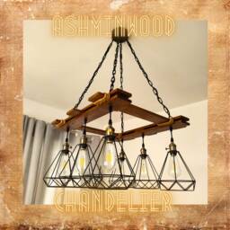 Rustic Light Fixture - Ceiling Pendant Lighting Industrial Wood Chandelier Farmhouse Kitchen Lamp - thumbnail 1