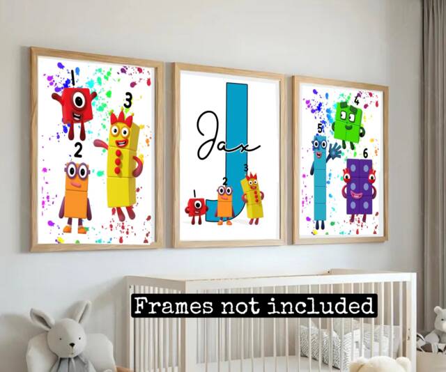 Number Blocks Prints - Children's Bedroom Girls -Boys Prints-Personalised Prints- Nursery - image 1