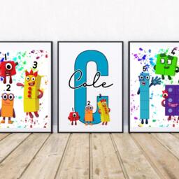 Number Blocks Prints - Children's Bedroom Girls -Boys Prints-Personalised Prints- Nursery - thumbnail 2