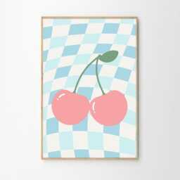 Cherry Print Art Canvas Poster, Trendy Wall Art, Apartment Aesthetic Decor, Retro Home Printed Gift - thumbnail 2