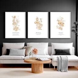 Gold Modern Botanical Bible Verse Wall Art Prints, Set Of 3 Sketches Framed Prints, Christianity Home Decor - thumbnail 1