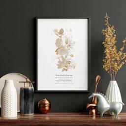 Gold Modern Botanical Bible Verse Wall Art Prints, Set Of 3 Sketches Framed Prints, Christianity Home Decor - thumbnail 2