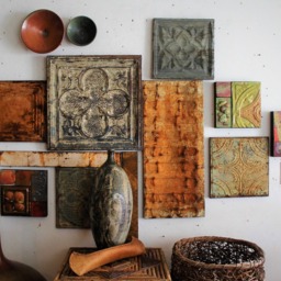 Outdoor Indoor 12 Architectural Distressed Metal Fragments Industrial Large Collage Wall Colllage 1870S Ceiling Tin Art Recycled - thumbnail 3