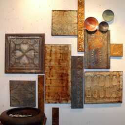 Outdoor Indoor 12 Architectural Distressed Metal Fragments Industrial Large Collage Wall Colllage 1870S Ceiling Tin Art Recycled - thumbnail 2