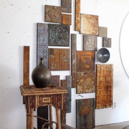 Outdoor Indoor 12 Architectural Distressed Metal Fragments Industrial Large Collage Wall Colllage 1870S Ceiling Tin Art Recycled - thumbnail 4
