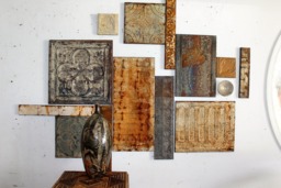 Outdoor Indoor 12 Architectural Distressed Metal Fragments Industrial Large Collage Wall Colllage 1870S Ceiling Tin Art Recycled - thumbnail 1