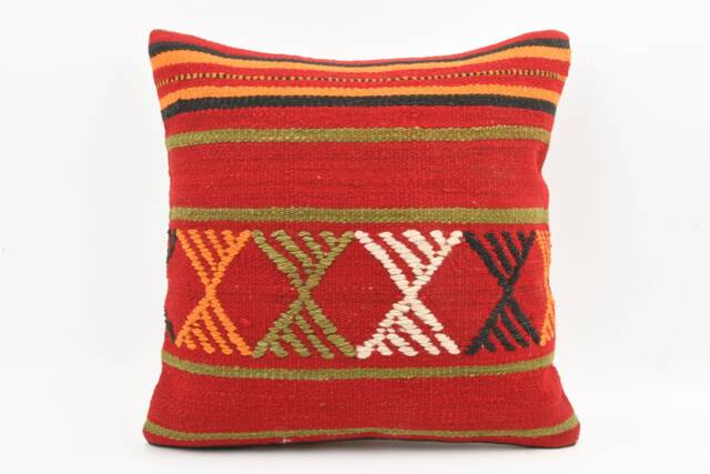 Embroidered Kilim Pillow Cover Turkish Home Decor - 18''x18'' - image 1