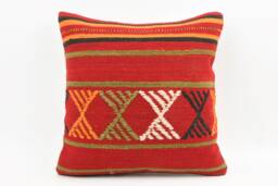 Embroidered Kilim Pillow Cover Turkish Home Decor - 18''x18'' - thumbnail 1