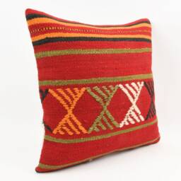 Embroidered Kilim Pillow Cover Turkish Home Decor - 18''x18'' - thumbnail 3