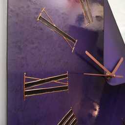 Unique Glass Wall Clock Deep Purple, Unusual Clocks On Tempered - thumbnail 2