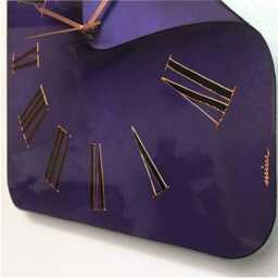 Unique Glass Wall Clock Deep Purple, Unusual Clocks On Tempered - thumbnail 3