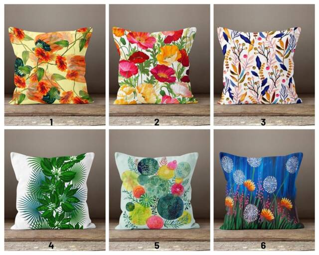 Summer Floral Cushion Cover/Decorative Pillow Case/Housewarming Gift/Living Room Garden Furniture Decor/Gift For Her - image 1