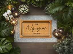 Personalized Front Door Mat - Custom Name Welcome For New Homeowners Unique Gift Home - thumbnail 1