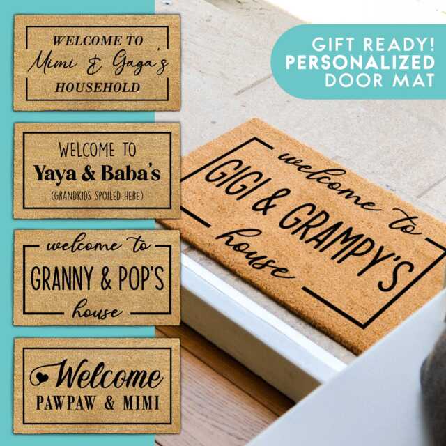 Christmas Holiday Doormat For Grandparents, Grand Parent Family Doormat, Door Mat, Grandparent Welcome Rug - image 1