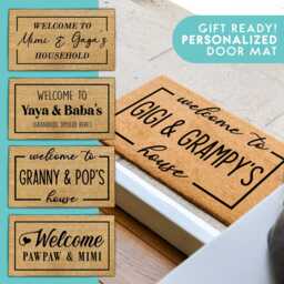 Christmas Holiday Doormat For Grandparents, Grand Parent Family Doormat, Door Mat, Grandparent Welcome Rug - thumbnail 1