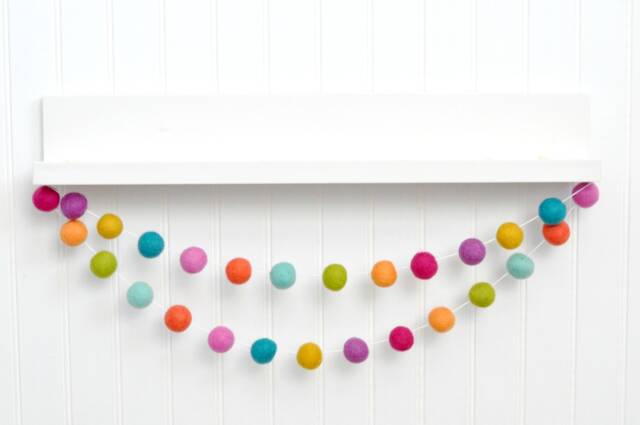 Colorful Christmas Tree Garland - Whimsical Holiday Decor Wool Felt Balls - image 1