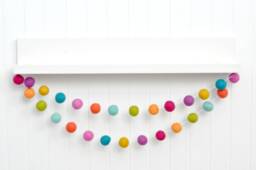 Colorful Christmas Tree Garland - Whimsical Holiday Decor Wool Felt Balls