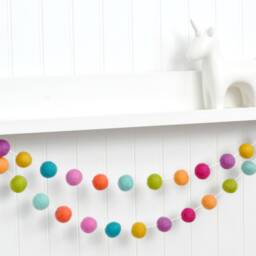 Colorful Christmas Tree Garland - Whimsical Holiday Decor Wool Felt Balls - thumbnail 2
