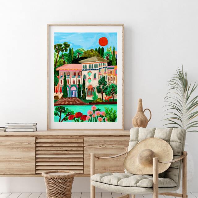 Bellagio Jungle Print, Lake Como Poster, Illustrated Travel A5/A4 A3 A2 A1 - image 1