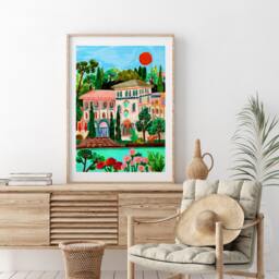 Bellagio Jungle Print, Lake Como Poster, Illustrated Travel A5/A4 A3 A2 A1 - thumbnail 1