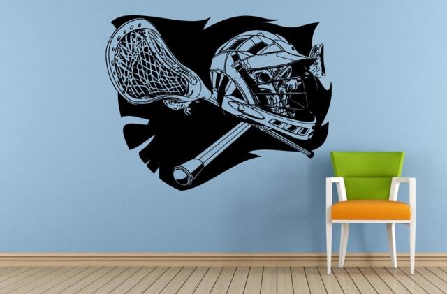 Lacrosse Sticks Cross Helmet Shield Logo Flag Sign Outdoor Sports Games Wall Or Car Vinyl Peal & Stick Removable Sticker Decal L1581 - image 1
