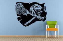 Lacrosse Sticks Cross Helmet Shield Logo Flag Sign Outdoor Sports Games Wall Or Car Vinyl Peal & Stick Removable Sticker Decal L1581 - thumbnail 1