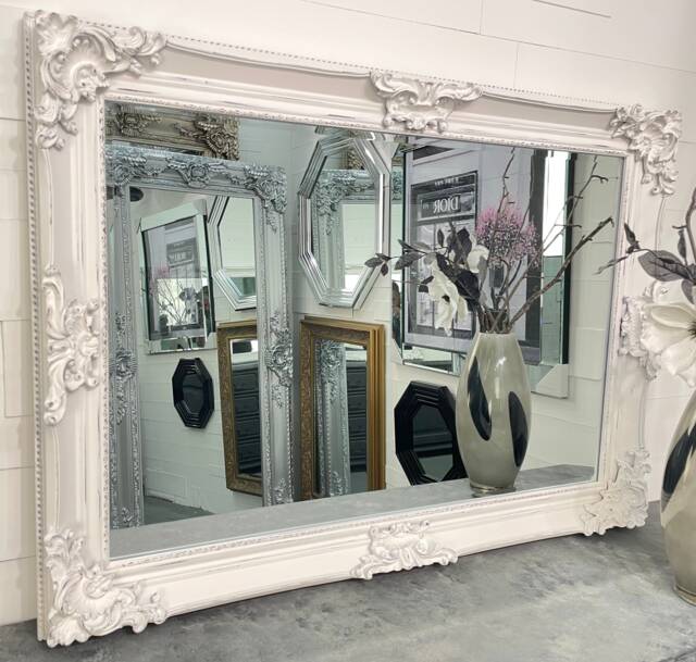 "French White Ornate Mirror Decorative Wall 108cm X 78cm 42.5"" 30.5" - image 1