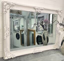 "French White Ornate Mirror Decorative Wall 108cm X 78cm 42.5"" 30.5"