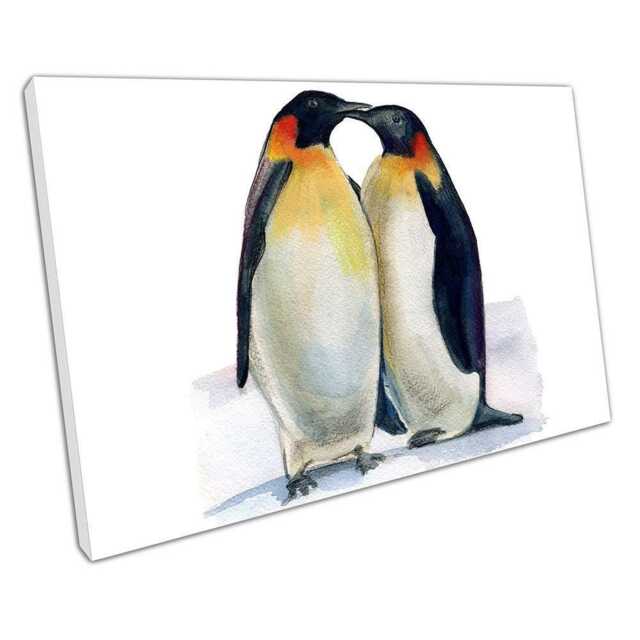 Romantic Penguin Partners Wall Art Charming Illustration For Home, Office, Wedding & Couple Gifts - image 1