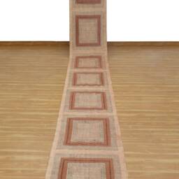 Hand Block Printed Cotton Stair Runner Rug - Custom Brown Hallway Dhurrie - thumbnail 2