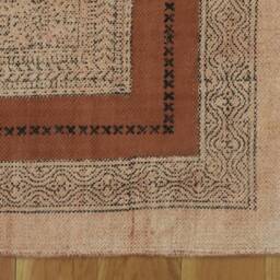 Hand Block Printed Cotton Stair Runner Rug - Custom Brown Hallway Dhurrie - thumbnail 4