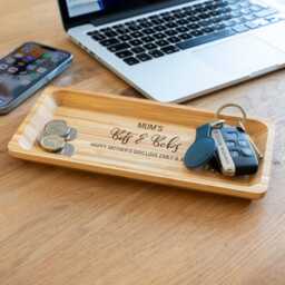 Personalised Bits & Bobs Desk Tidy Tray Solid Bamboo Tray, Custom Text - Lc734 - thumbnail 4