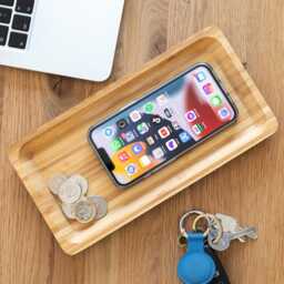 Personalised Bits & Bobs Desk Tidy Tray Solid Bamboo Tray, Custom Text - Lc734 - thumbnail 3