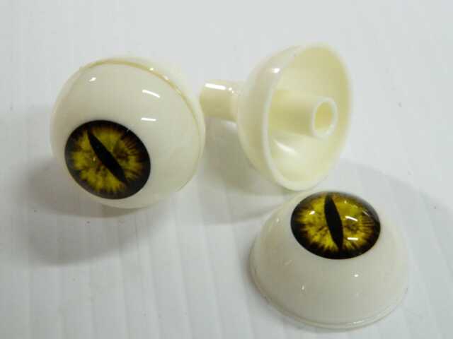 Pair Of Life Size Realistic Human Acrylic Full Round Eyes For Halloween Props, Masks, Dolls Snake/Demon/Cat, Red Or Yellow - image 1