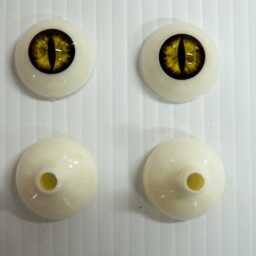 Pair Of Life Size Realistic Human Acrylic Full Round Eyes For Halloween Props, Masks, Dolls Snake/Demon/Cat, Red Or Yellow - thumbnail 3