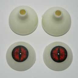 Pair Of Life Size Realistic Human Acrylic Full Round Eyes For Halloween Props, Masks, Dolls Snake/Demon/Cat, Red Or Yellow - thumbnail 4