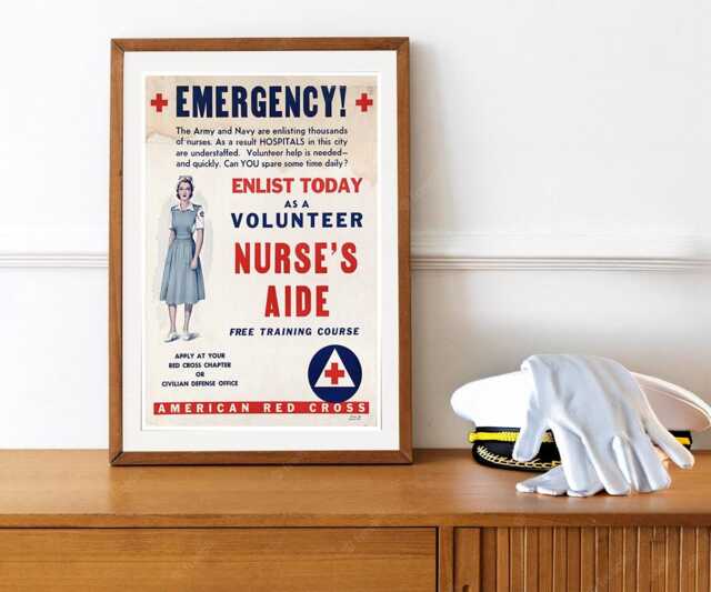 Reprint Of A Vintage Female Nurse's Aide Recruiting Poster - image 1
