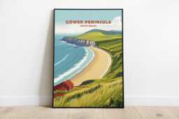 Gower Peninsula Poster - South Wales Travel Wall Art - thumbnail 1