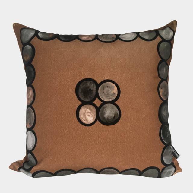 Ombr?? Circle Velvet Cushion, Mocha + Grey - image 1