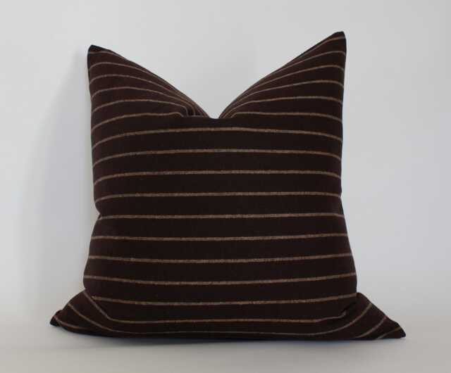 Last Chance ~ Dark Brown Pillow Cover, Striped Throw Pillow, Moody Cream Cushion Cover -- Catelia - image 1